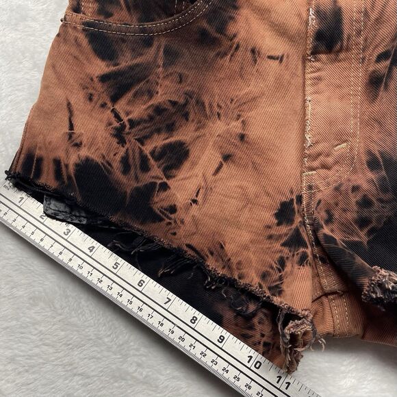 Levis 501 Shorts Womens Zipper Fly Tie Dye High Rise Denim Brown Black Sz 28 - Picture 7 of 12